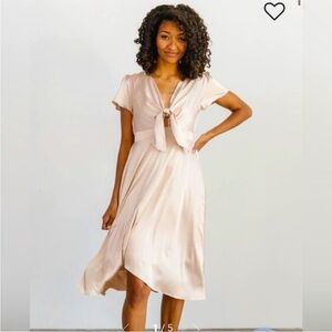 Baltic born poppy satin midi dress ivory NWT